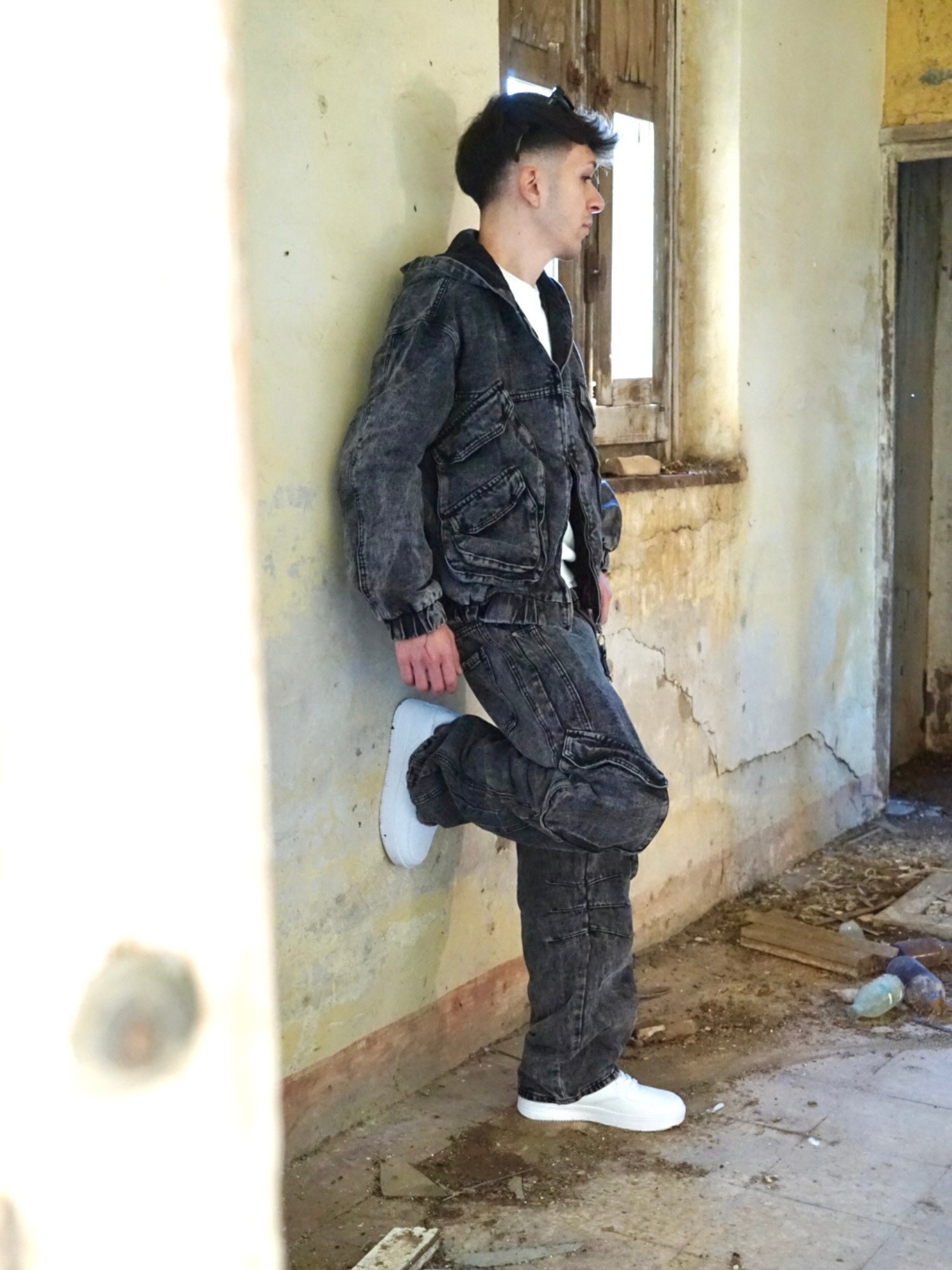 Coordinato Uomo Grigio Denim – Completo Streetwear Arte Uomo