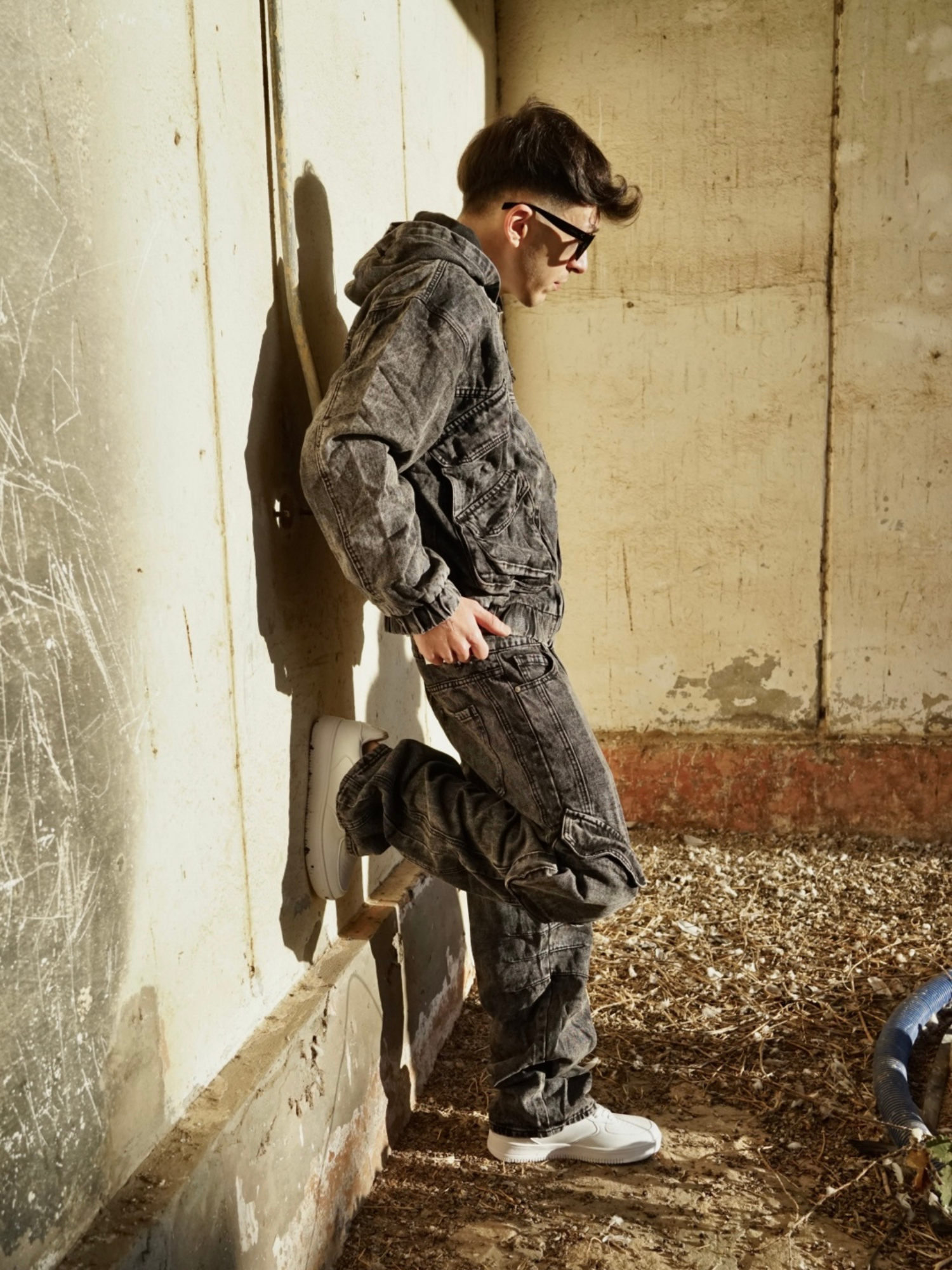 Coordinato Uomo Grigio Denim – Completo Streetwear Arte Uomo