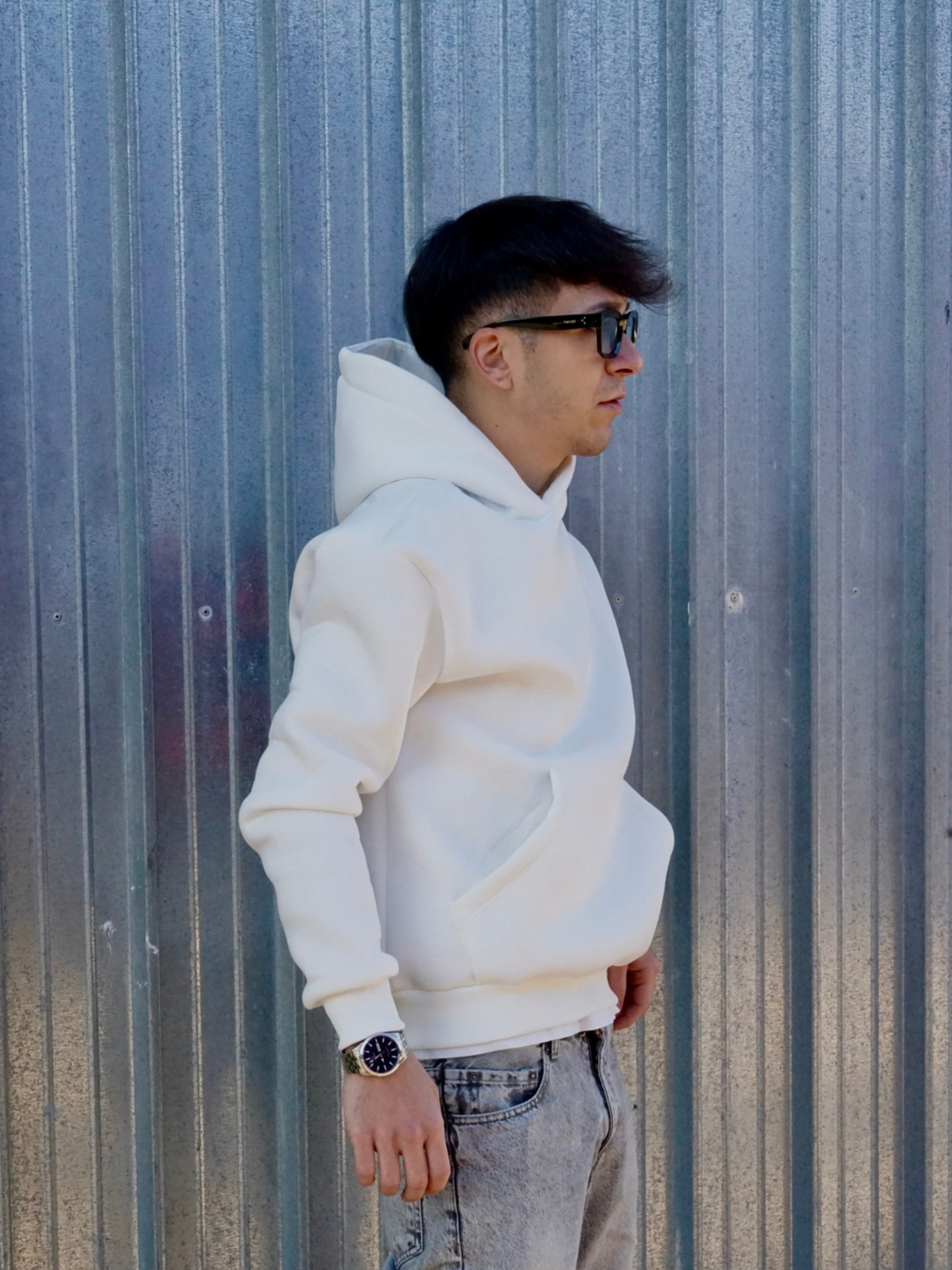 Felpa con Cappuccio White "I'm Rich" Arte Uomo