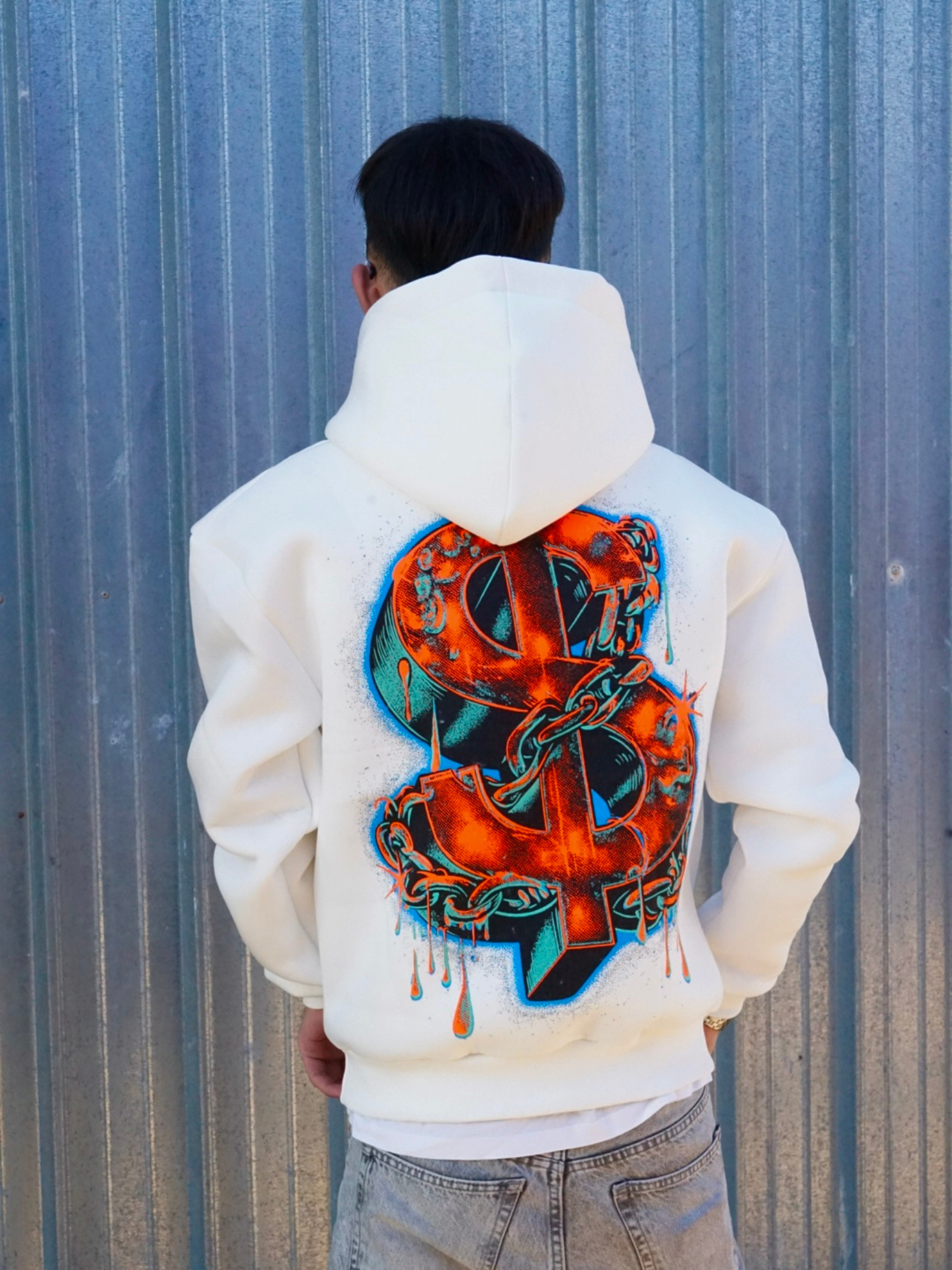 Felpa con Cappuccio White "I'm Rich" Arte Uomo