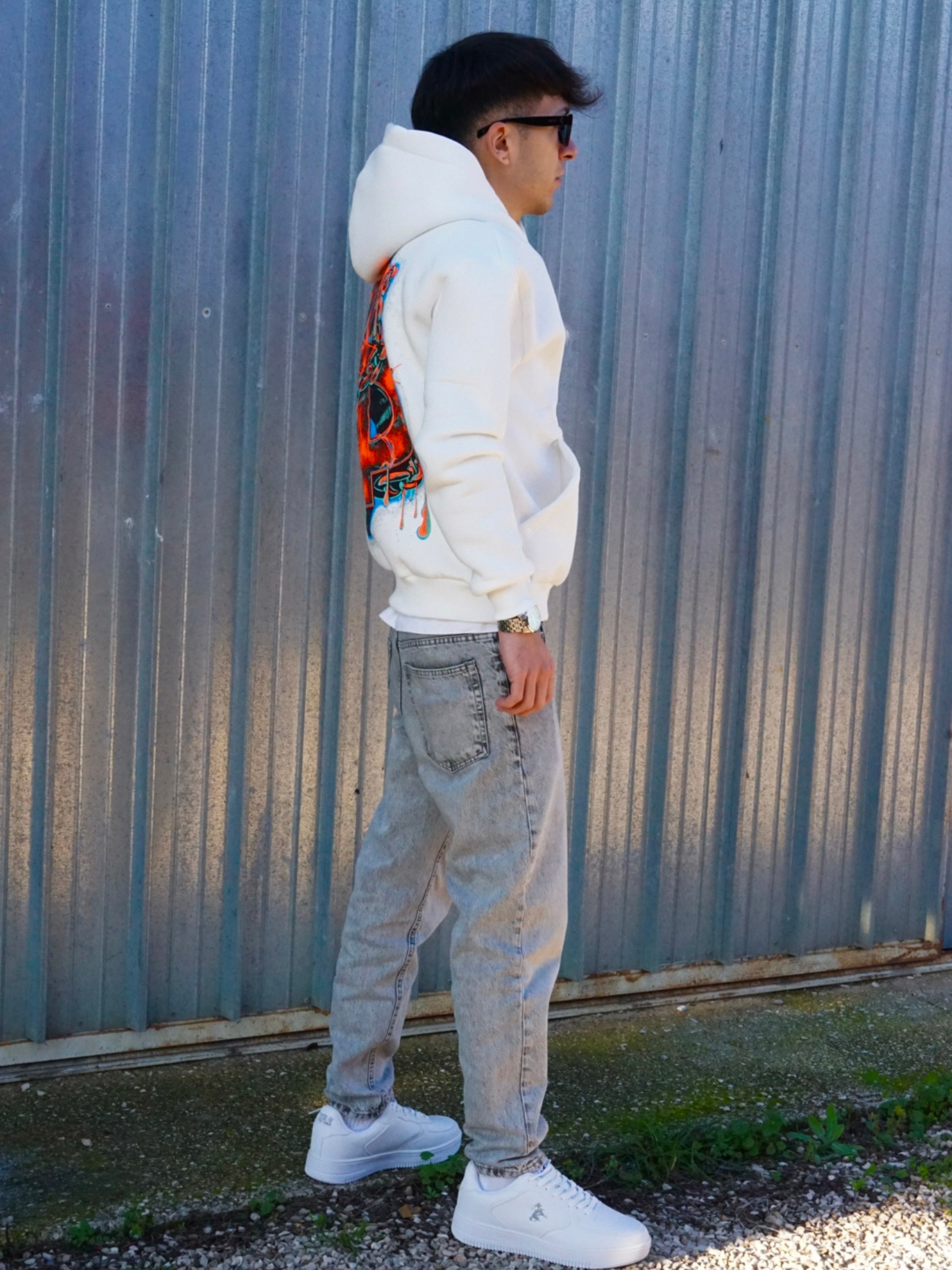 Felpa con Cappuccio White "I'm Rich" Arte Uomo