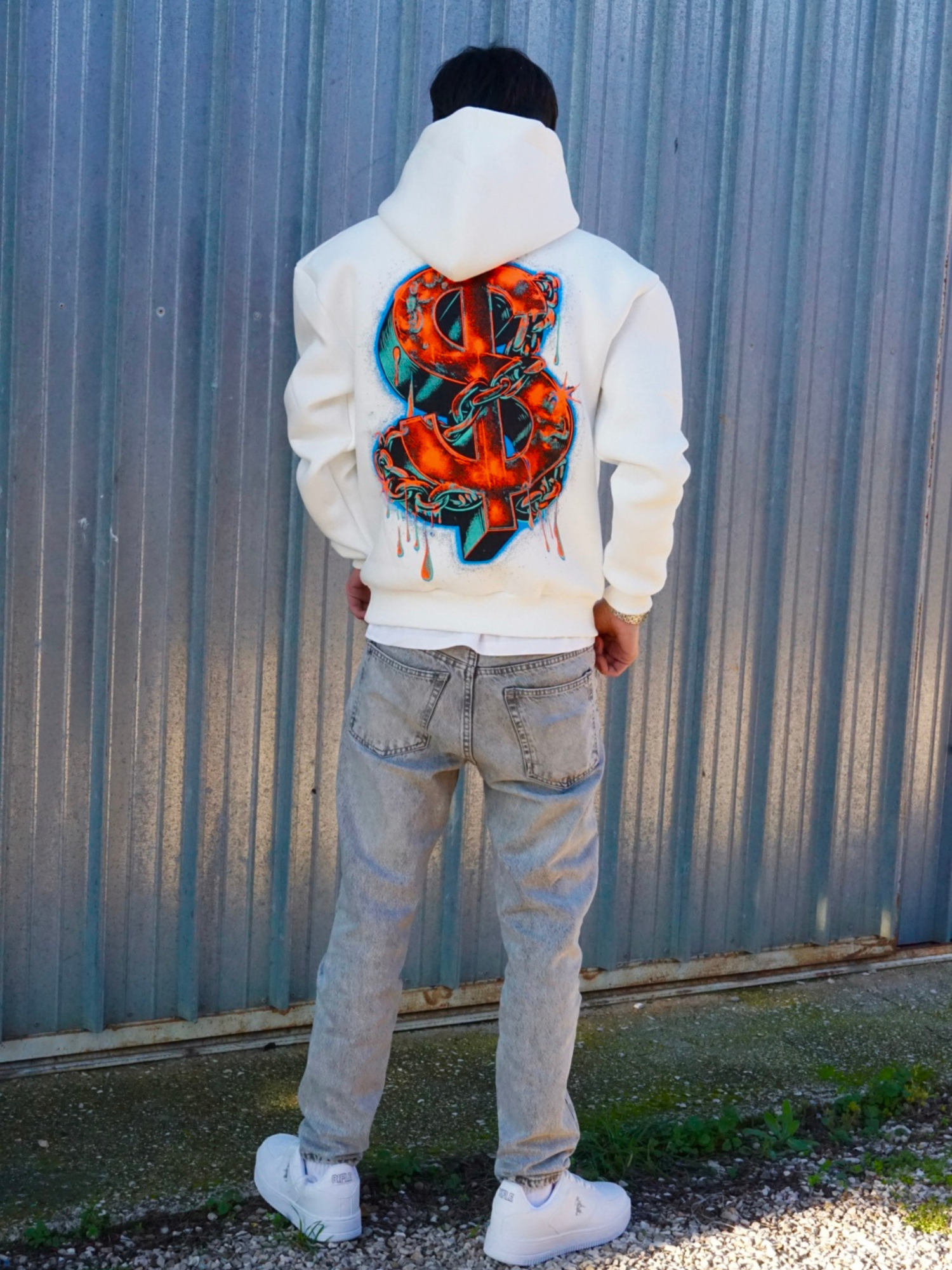 Felpa con Cappuccio White "I'm Rich" Arte Uomo