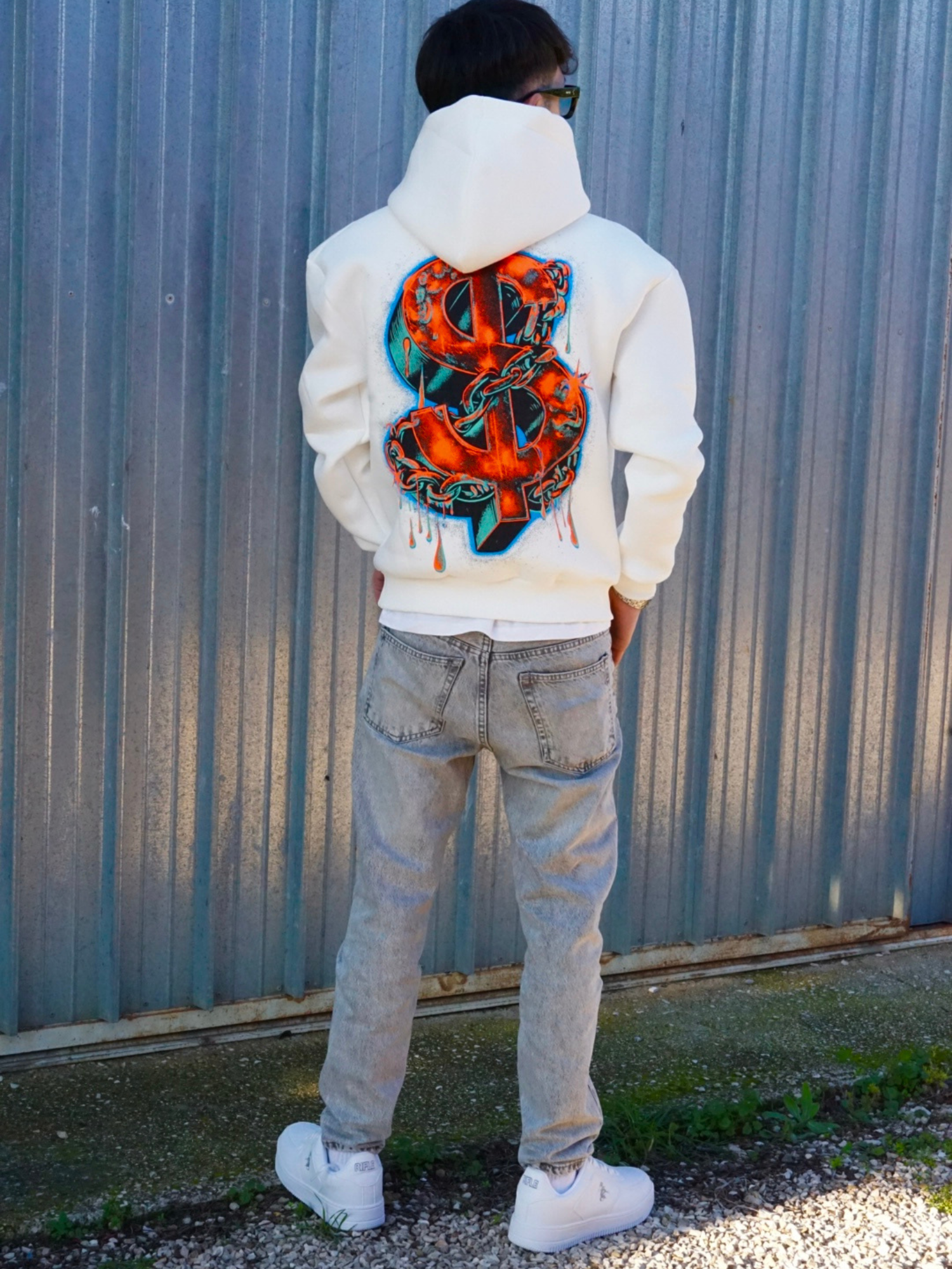 Felpa con Cappuccio White "I'm Rich" Arte Uomo