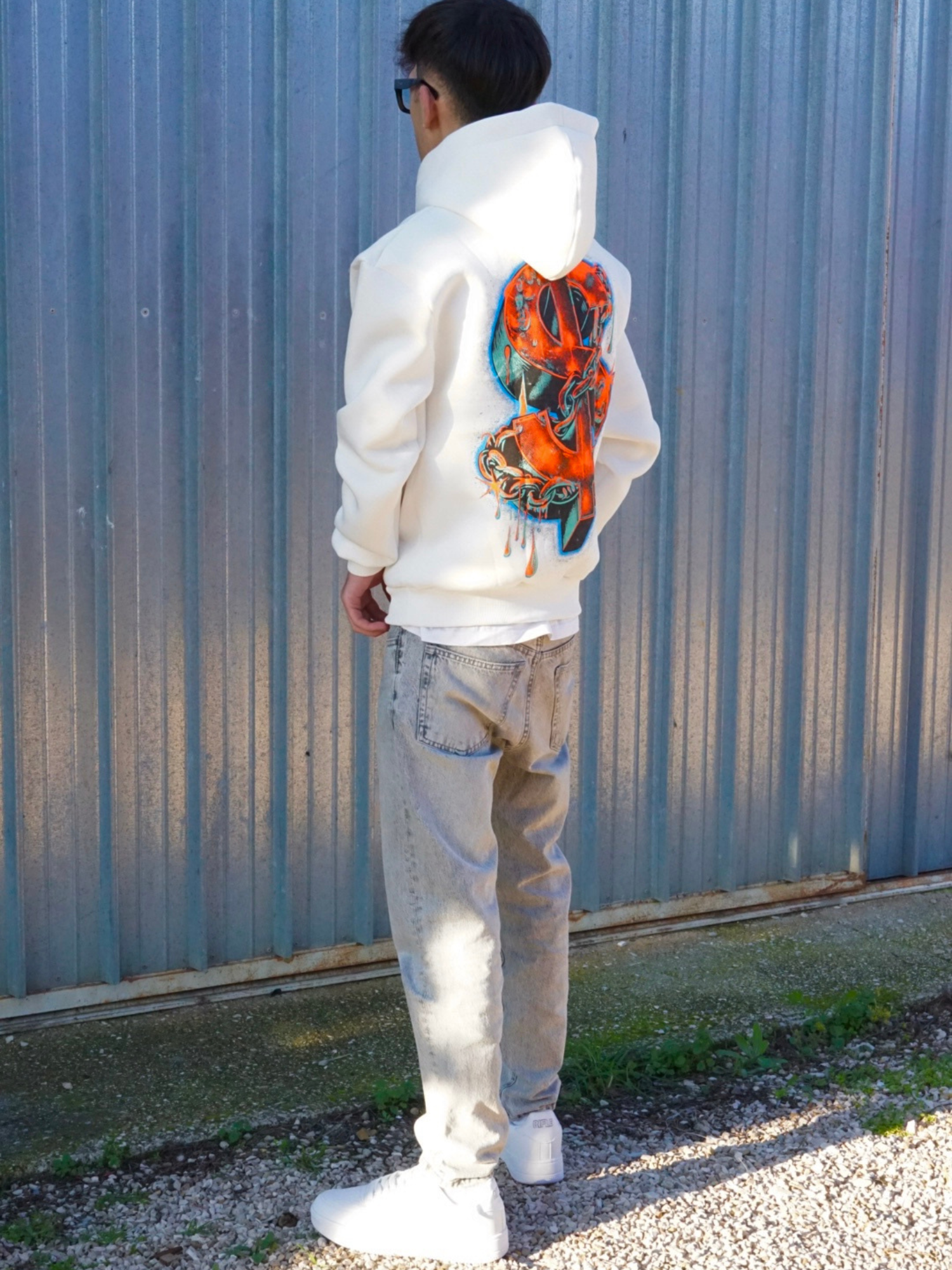 Felpa con Cappuccio White "I'm Rich" Arte Uomo