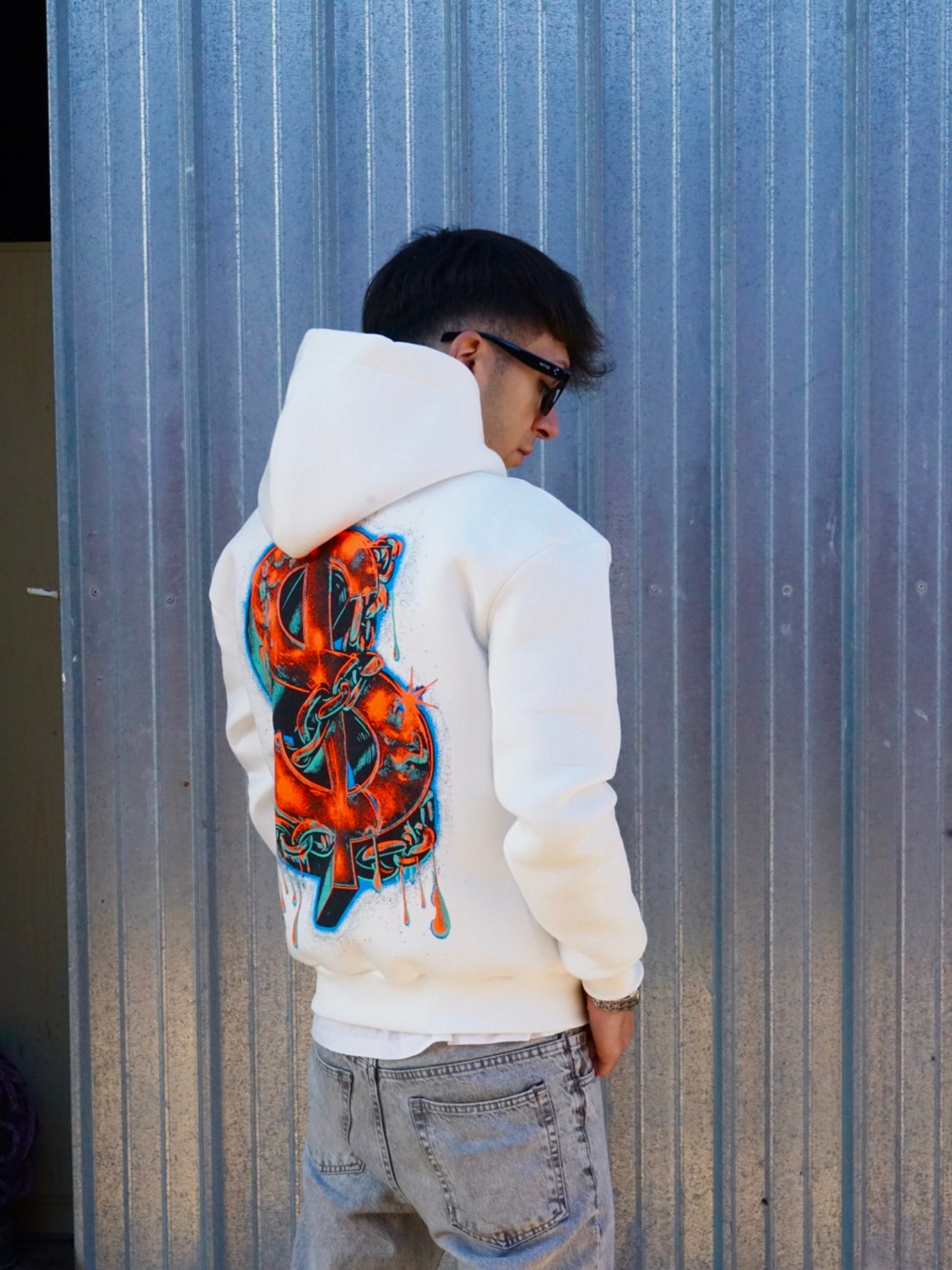 Felpa con Cappuccio White "I'm Rich" Arte Uomo