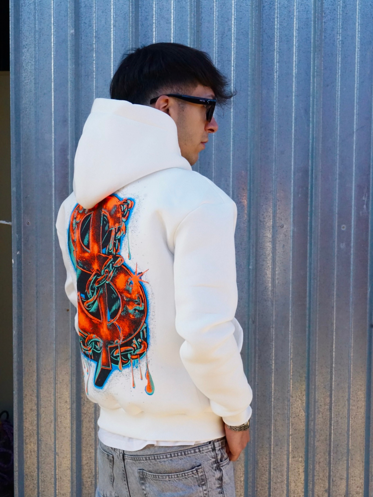 Felpa con Cappuccio White "I'm Rich" Arte Uomo