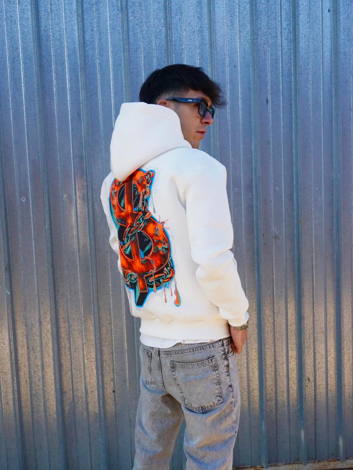 Felpa con Cappuccio White "I'm Rich" Arte Uomo