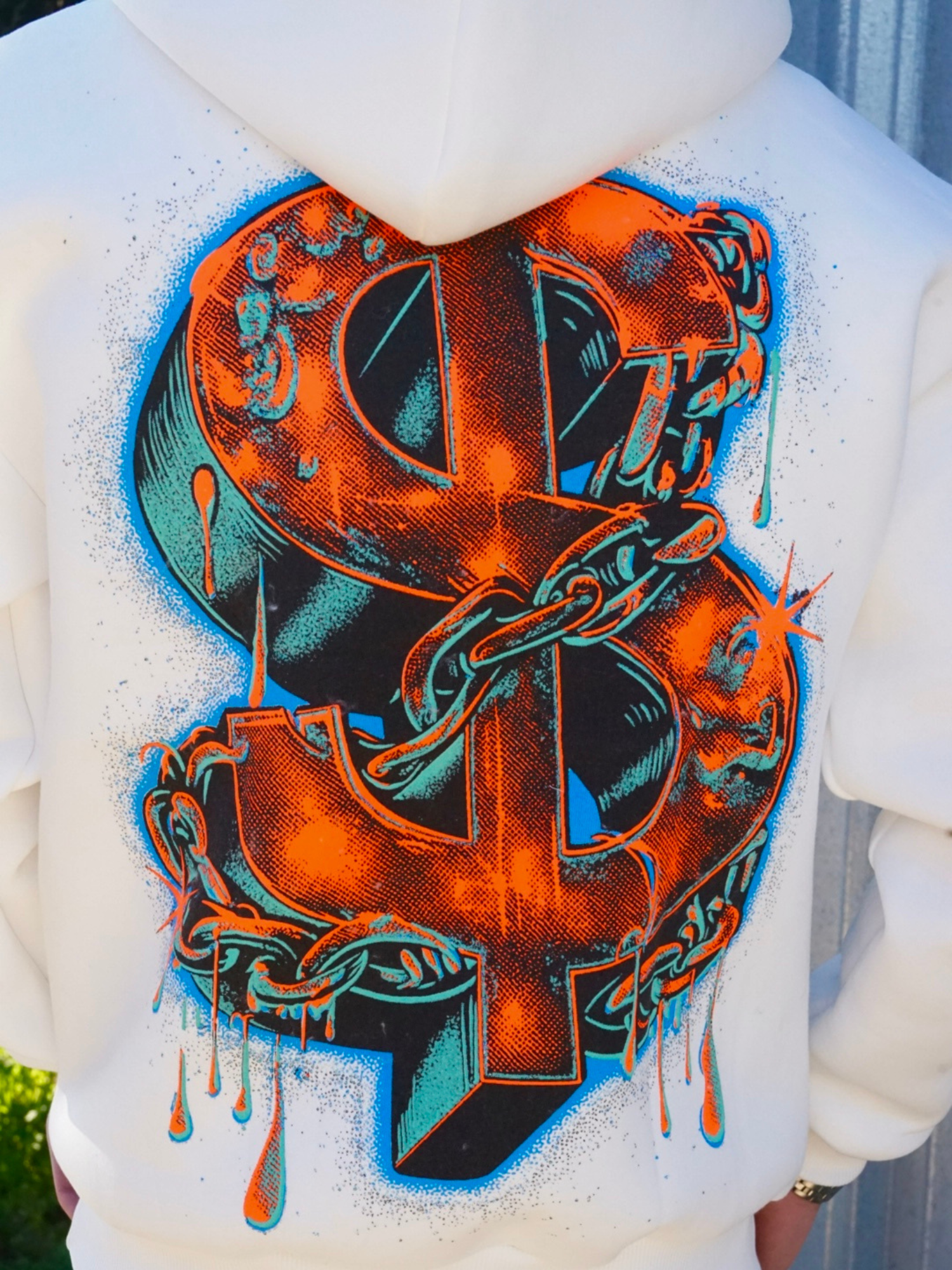 Felpa con Cappuccio White "I'm Rich" Arte Uomo