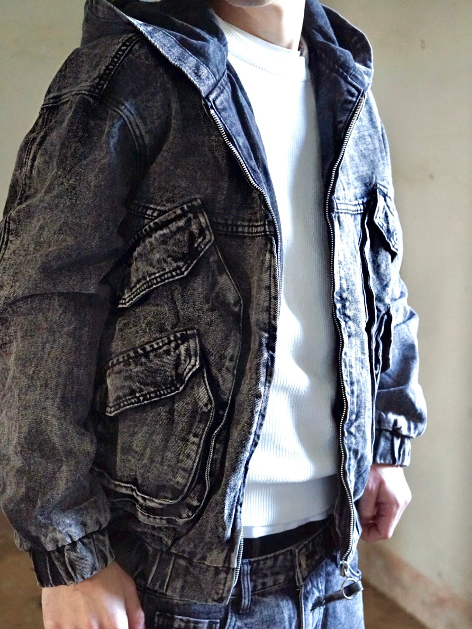 Giacca Jeans Uomo Grigia – Modello Streetwear Arte Uomo