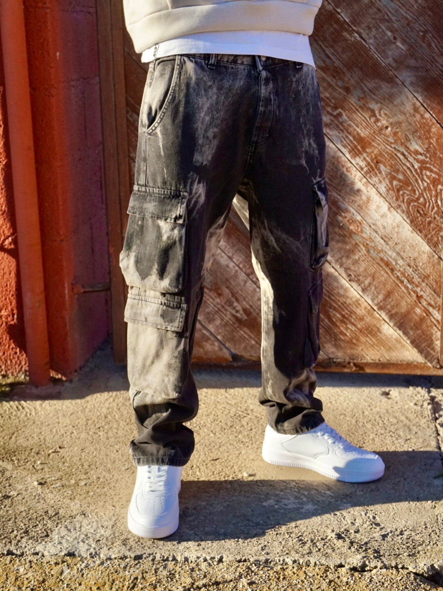 Pantalone Cargo Uomo Sabbia – Modello Slavato Streetwear