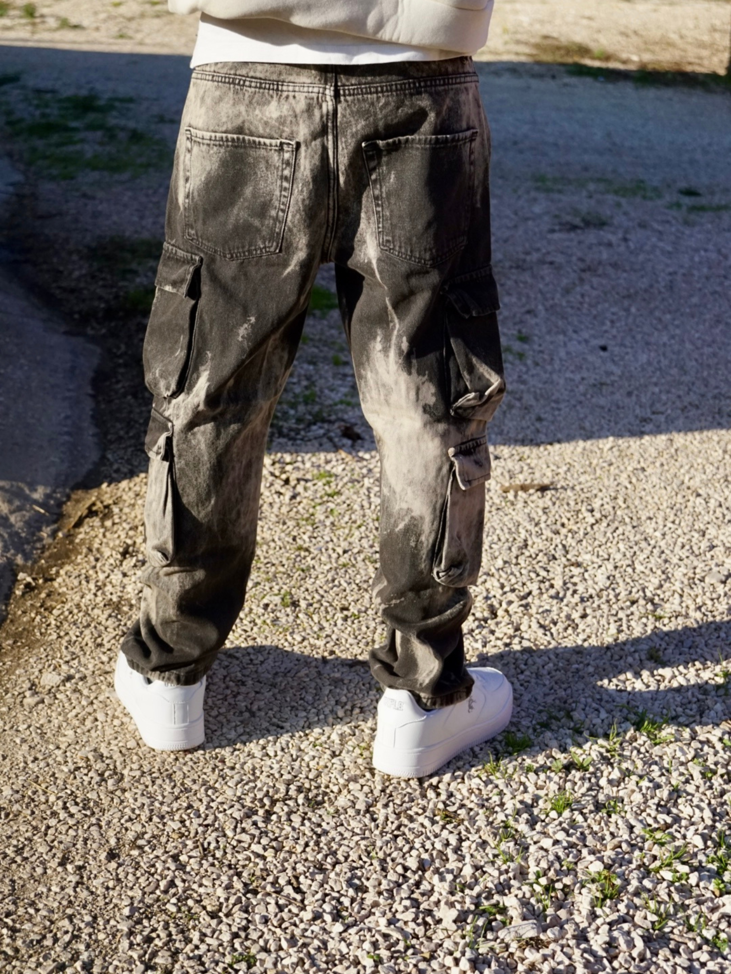 Pantalone Cargo Uomo Sabbia – Modello Slavato Streetwear