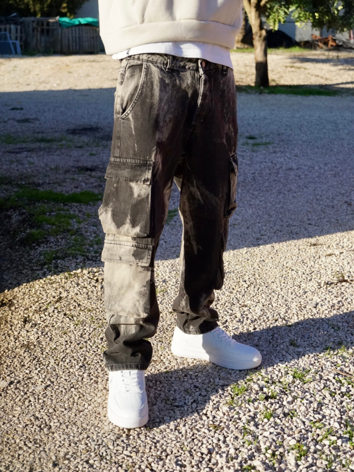 Pantalone Cargo Uomo Sabbia – Modello Slavato Streetwear
