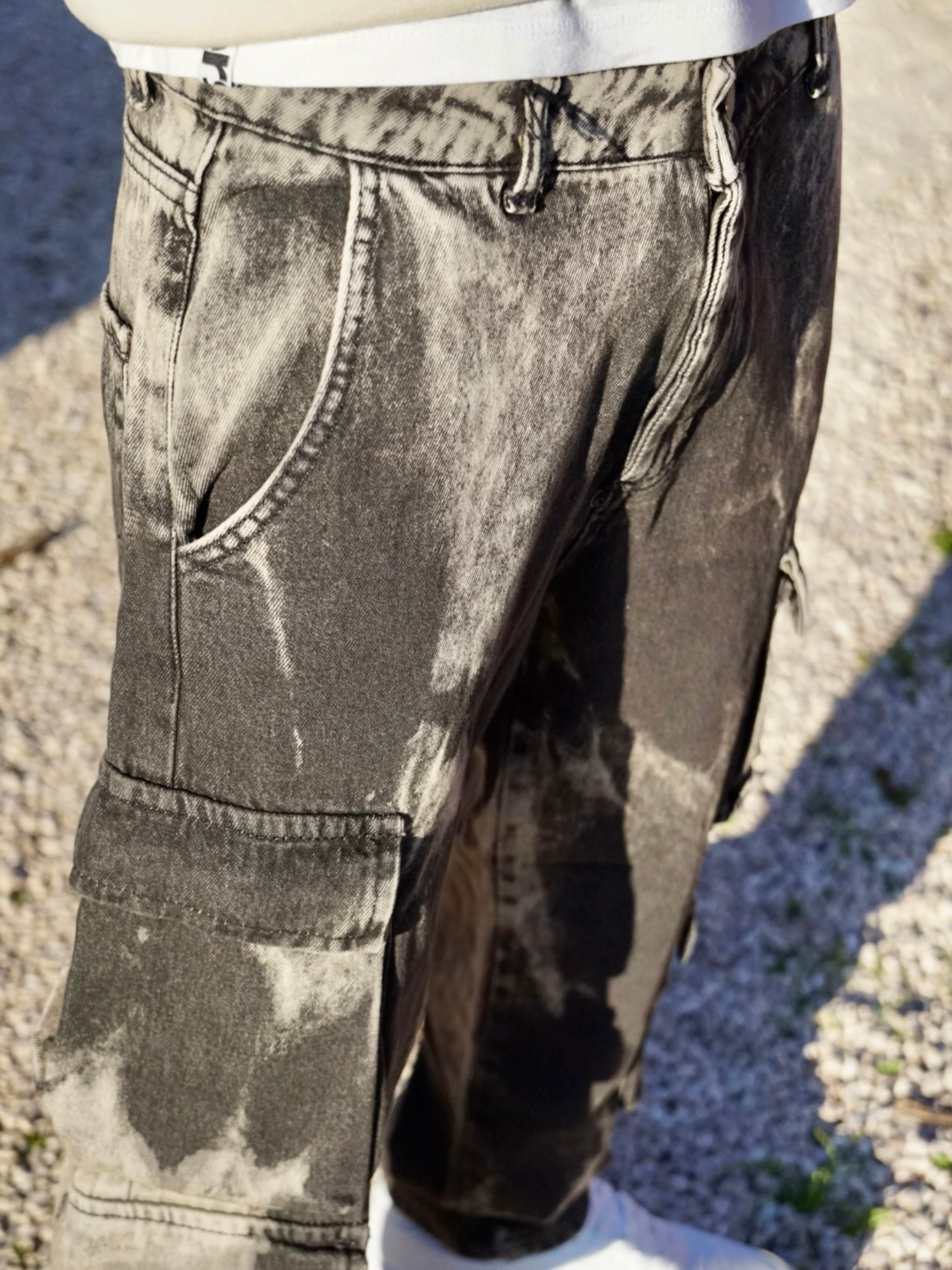 Pantalone Cargo Uomo Sabbia – Modello Slavato Streetwear