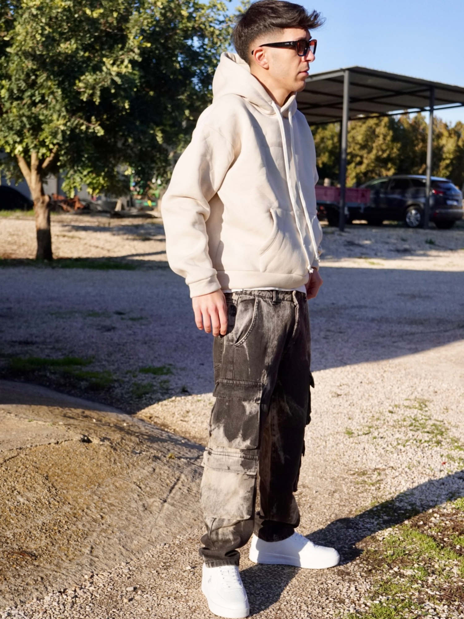 Pantalone Cargo Uomo Sabbia – Modello Slavato Streetwear