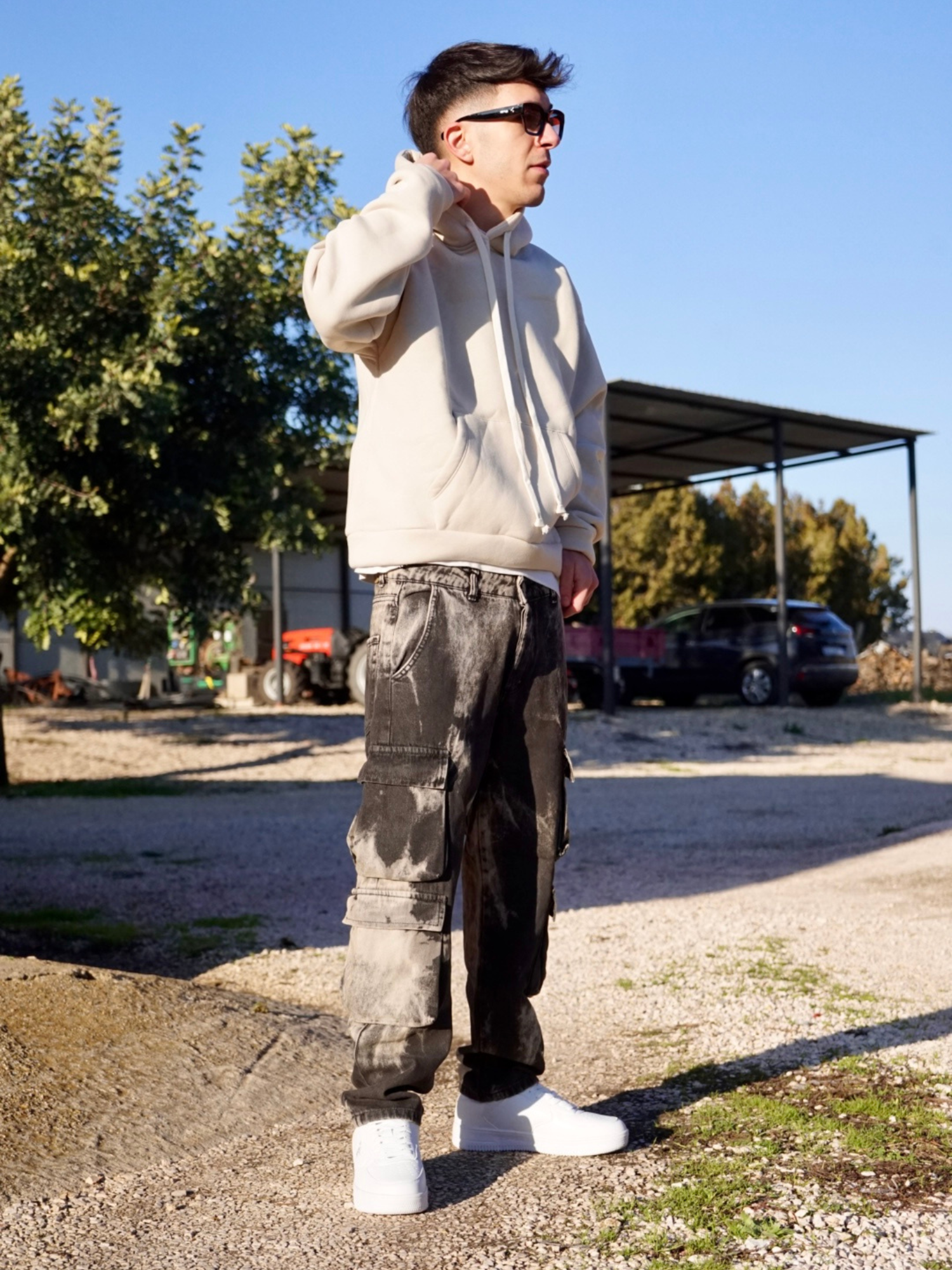 Pantalone Cargo Uomo Sabbia – Modello Slavato Streetwear