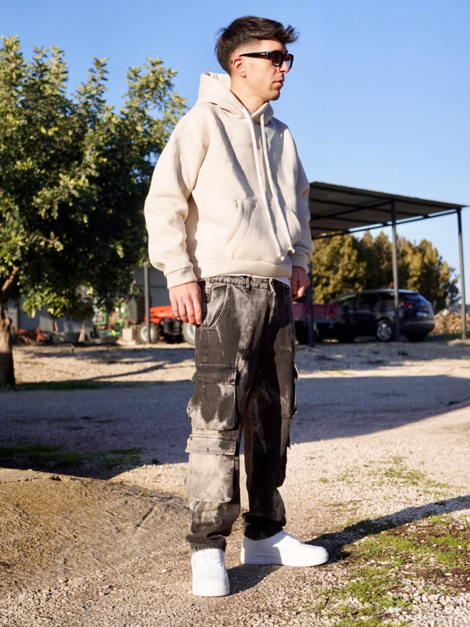 Pantalone Cargo Uomo Sabbia – Modello Slavato Streetwear