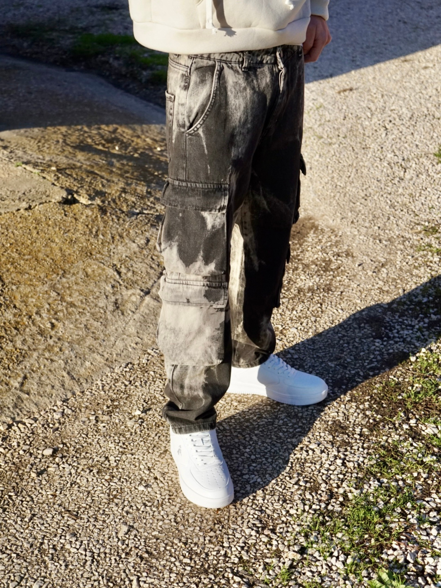 Pantalone Cargo Uomo Sabbia – Modello Slavato Streetwear