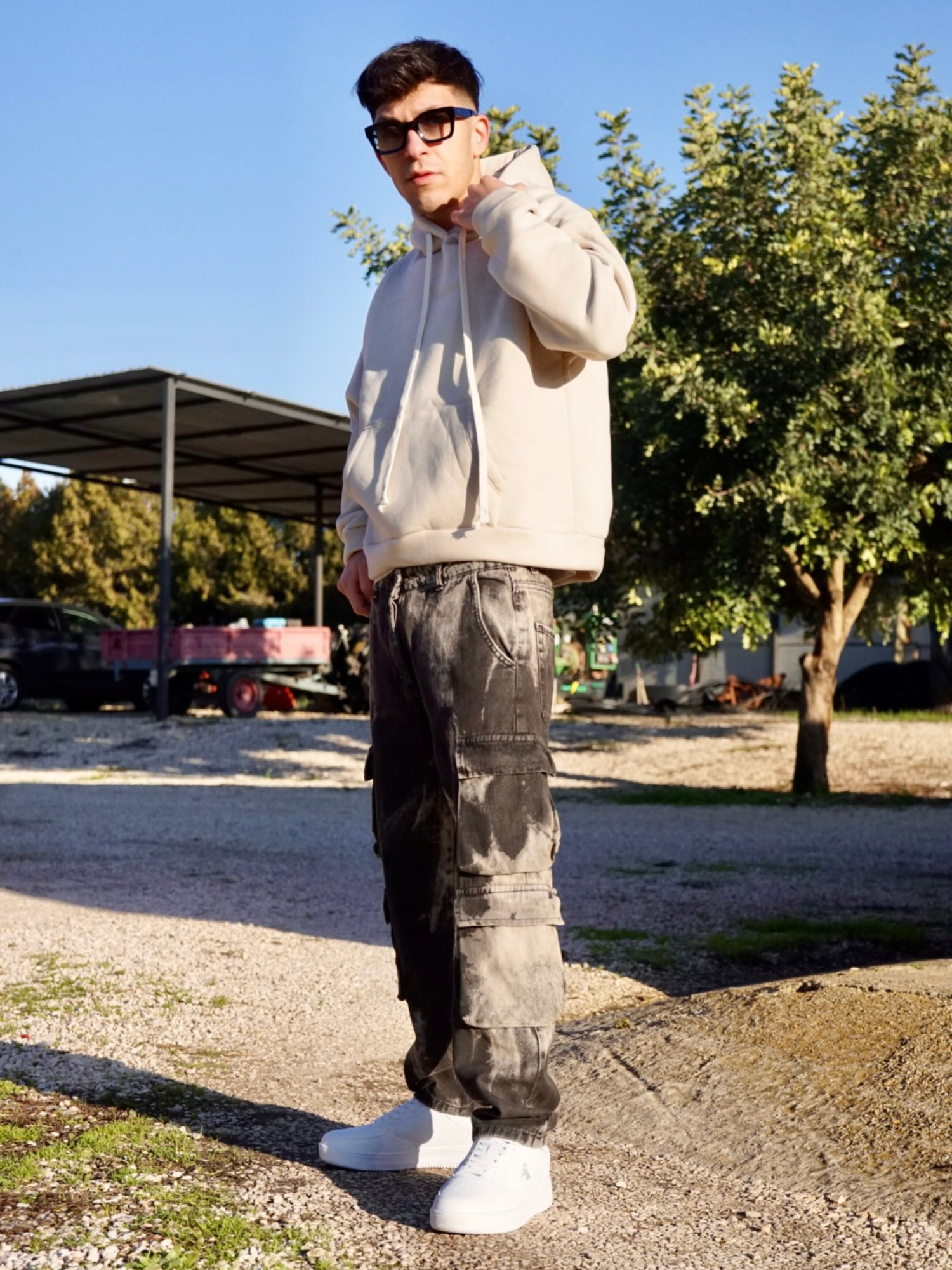 Pantalone Cargo Uomo Sabbia – Modello Slavato Streetwear