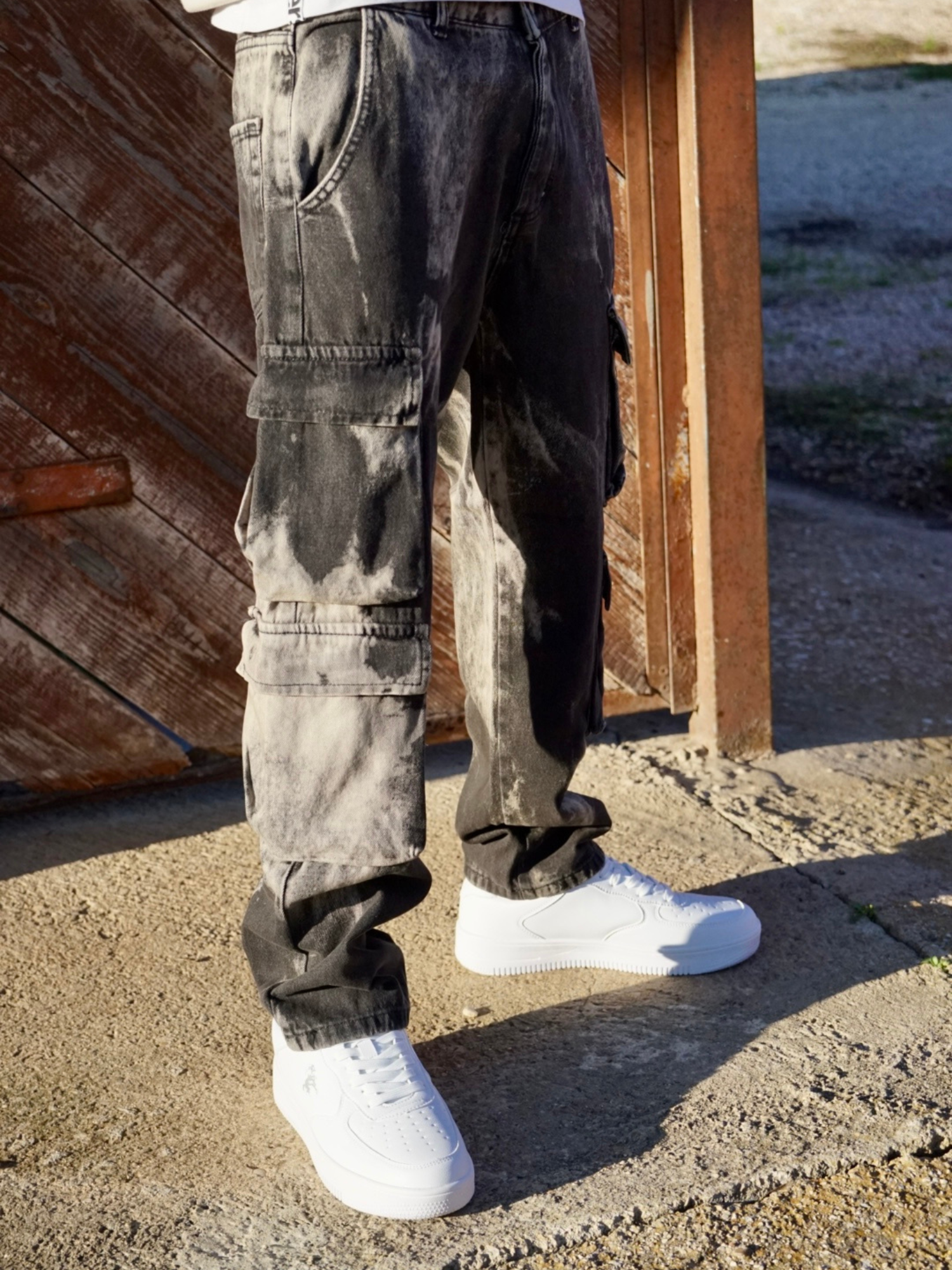 Pantalone Cargo Uomo Sabbia – Modello Slavato Streetwear