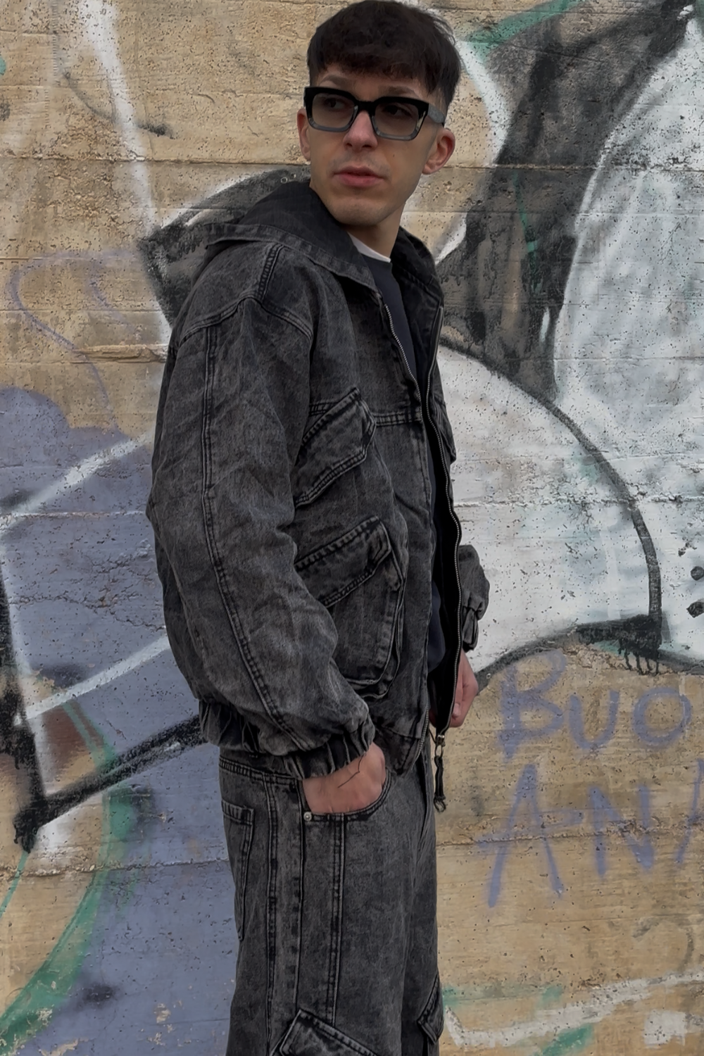 Giacca Jeans Uomo Grigia – Modello Streetwear Arte Uomo