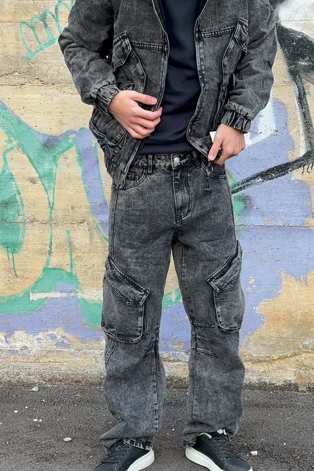 Coordinato Uomo Grigio Denim – Completo Streetwear Arte Uomo