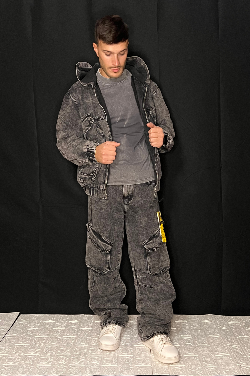 Coordinato Uomo Grigio Denim – Completo Streetwear Arte Uomo