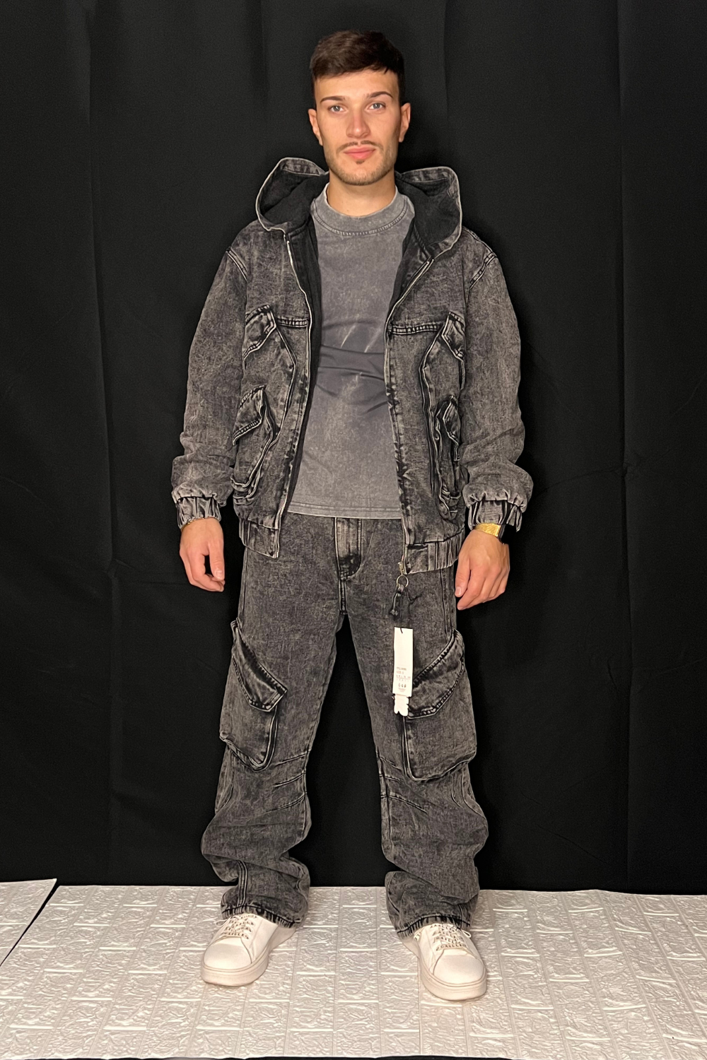 Giacca Jeans Uomo Grigia – Modello Streetwear Arte Uomo