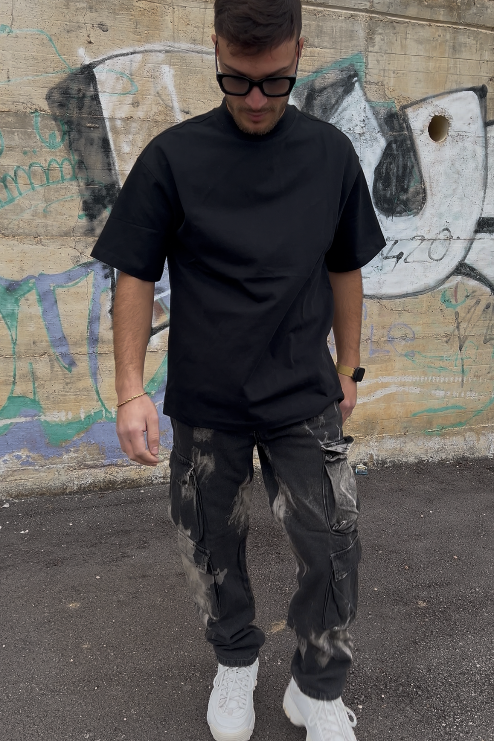 Pantalone Cargo Uomo Sabbia – Modello Slavato Streetwear