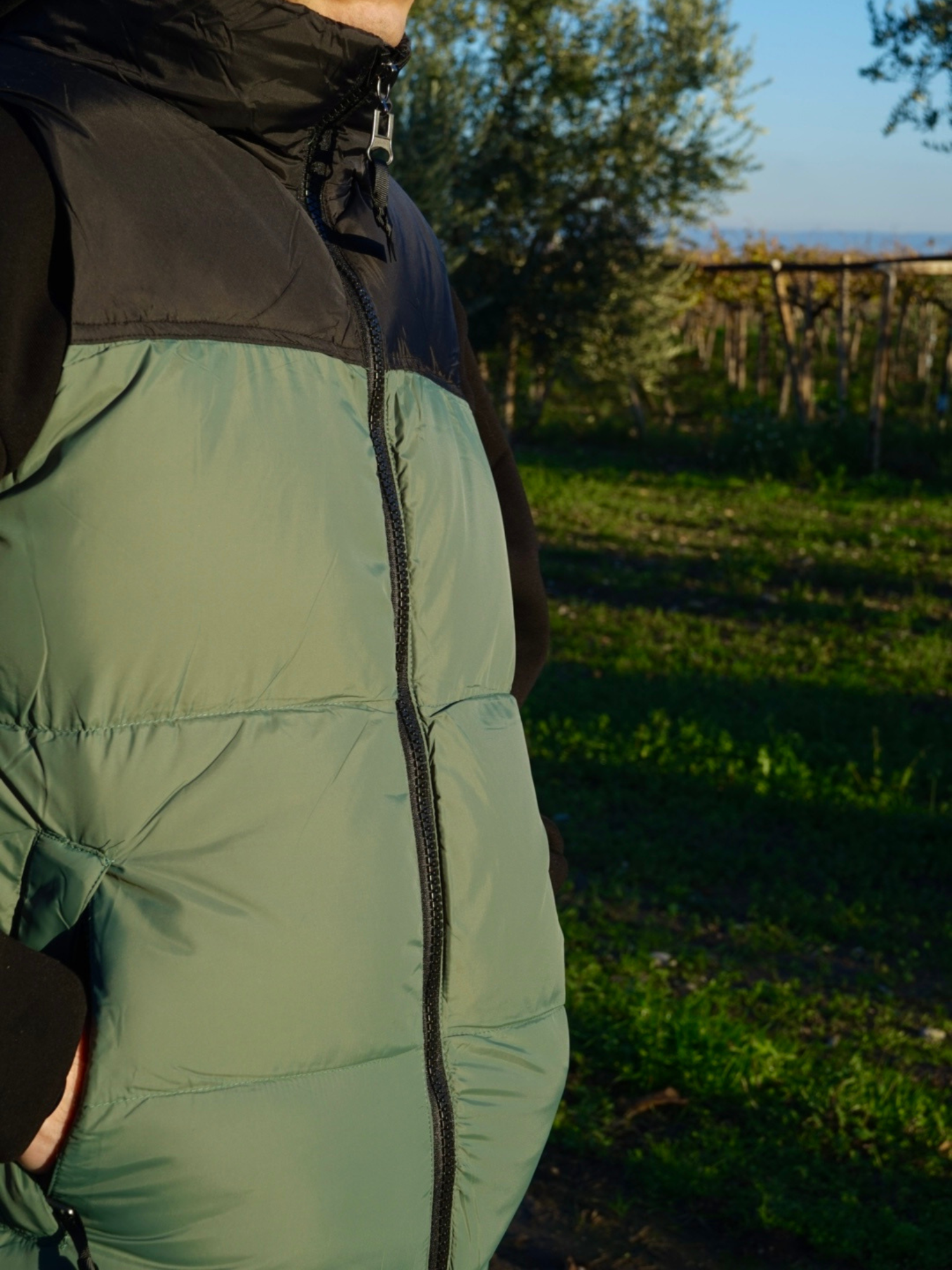 Gilet Uomo Imbottito Verde Streetwear Arte Uomo