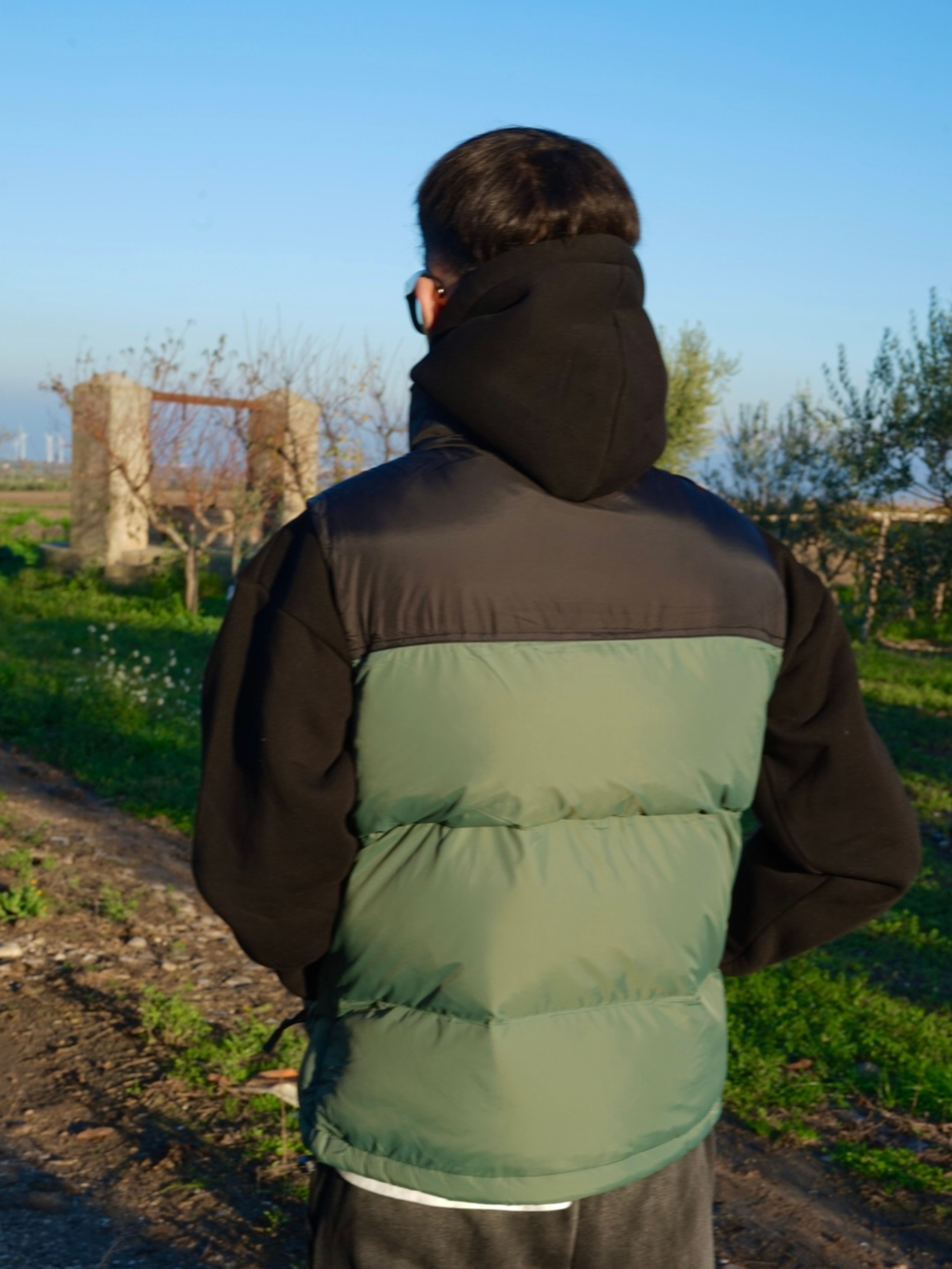 Gilet Uomo Imbottito Verde Streetwear Arte Uomo