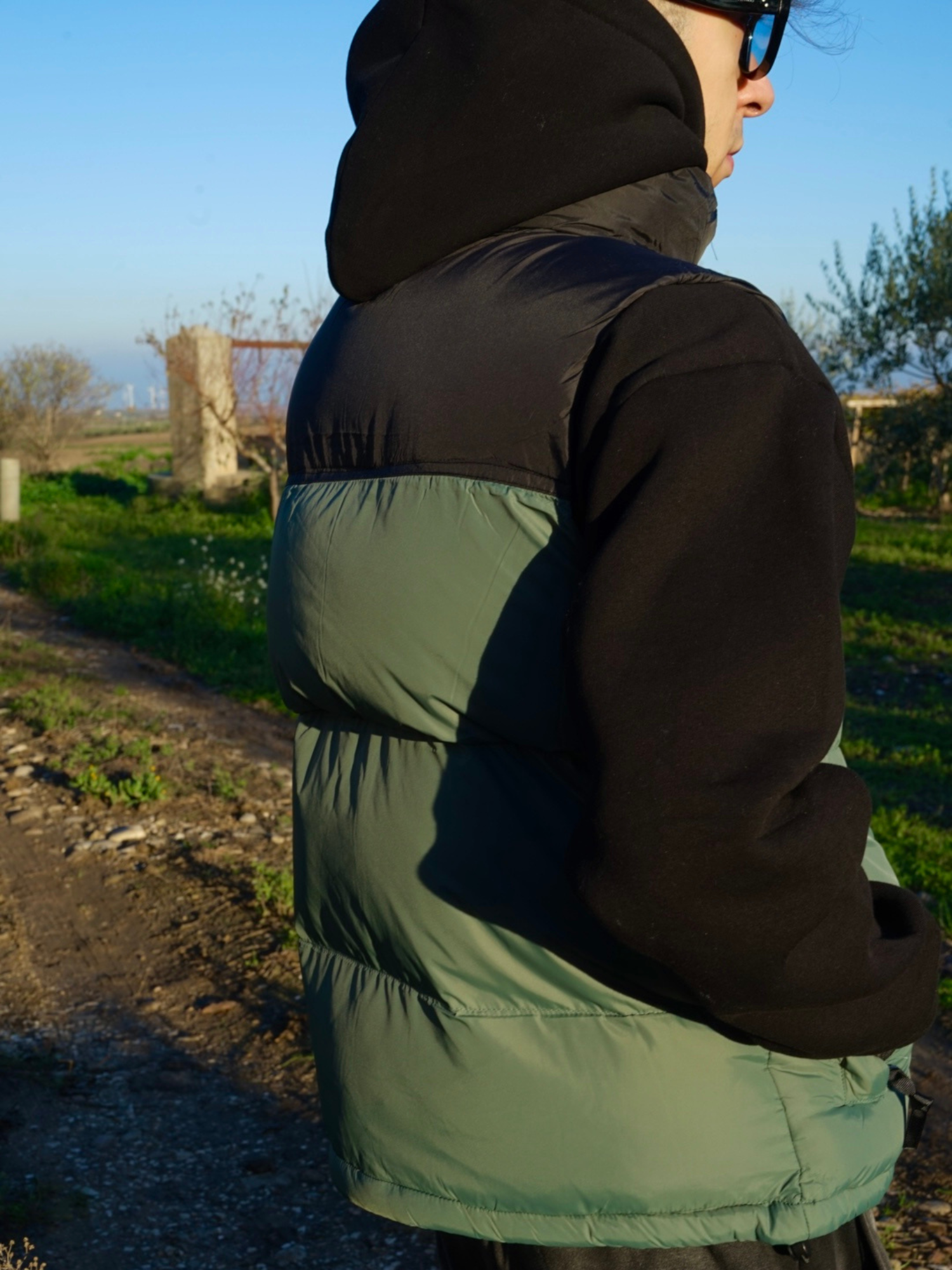 Gilet Uomo Imbottito Verde Streetwear Arte Uomo